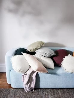 Vintage Linen Fringe 55cm Round Cushion - Storm 9 Vintage Linen Fringe 55cm Round Cushion - Storm -Homewares Shop 2021 living setting 5 5