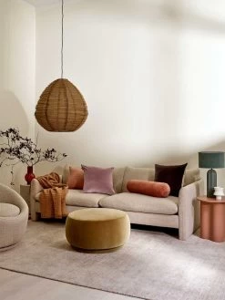 Luxury Velvet 55cm Round Cushion - Clove -Homewares Shop 2023 living room 5