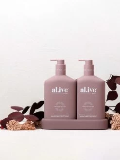 Raspberry Blossom & Juniper Wash & Lotion DUO + Tray -Homewares Shop al ive raspberry blossom duo 4