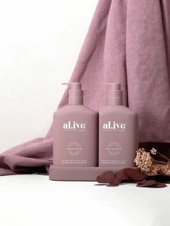 Raspberry Blossom & Juniper Wash & Lotion DUO + Tray -Homewares Shop al ive raspberry blossom duo 5