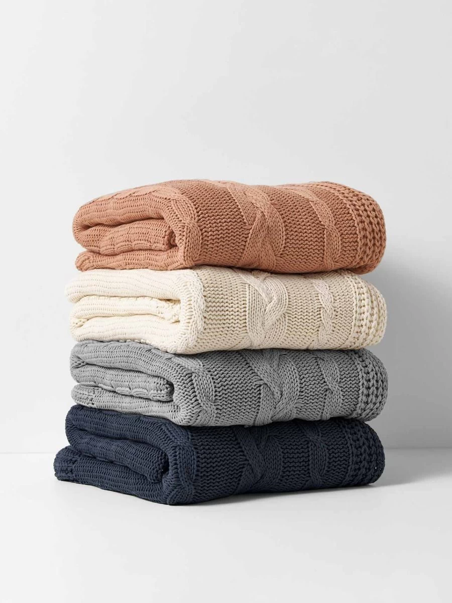 Cable Knit Throw - Pebble 4 Cable Knit Throw - Pebble - Image 2