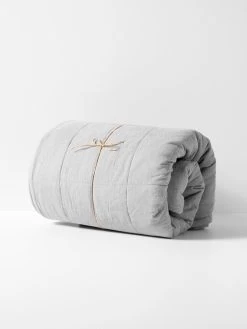Chambray Coverlet - Dove 12 Chambray Coverlet - Dove -Homewares Shop chambray bedcover dove rolled
