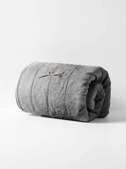 Chambray Coverlet - Smoke 10 Chambray Coverlet - Smoke -Homewares Shop chambray bedcover smoke rolled 1