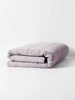 Chambray Coverlet - Lilac -Homewares Shop chambray coverlet folded side lilac
