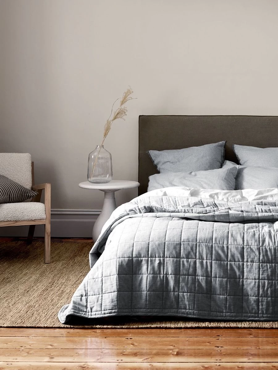 Chambray Coverlet - Dove 3 Chambray Coverlet - Dove