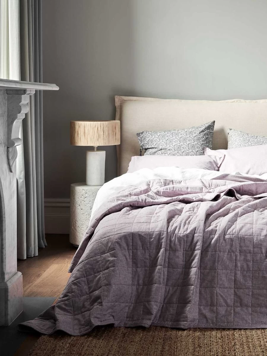 Chambray Fringe European Pillowcase - Lilac 4 Chambray Fringe European Pillowcase - Lilac - Image 2