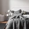 Chambray Coverlet - Smoke -Homewares Shop chambray fringe bedcover smoke 01