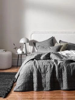 Easton Dome Table Lamp In Grey 9 Easton Dome Table Lamp In Grey -Homewares Shop chambray fringe bedcover smoke 01 1