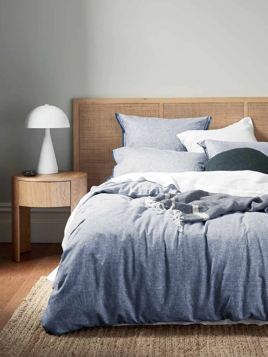 Chambray Fringe European Pillowcase - Denim 4 Chambray Fringe European Pillowcase - Denim - Image 2