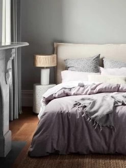 Chambray Fringe European Pillowcase - Lilac 7 Chambray Fringe European Pillowcase - Lilac -Homewares Shop chambray fringe bedlinen lilac 4