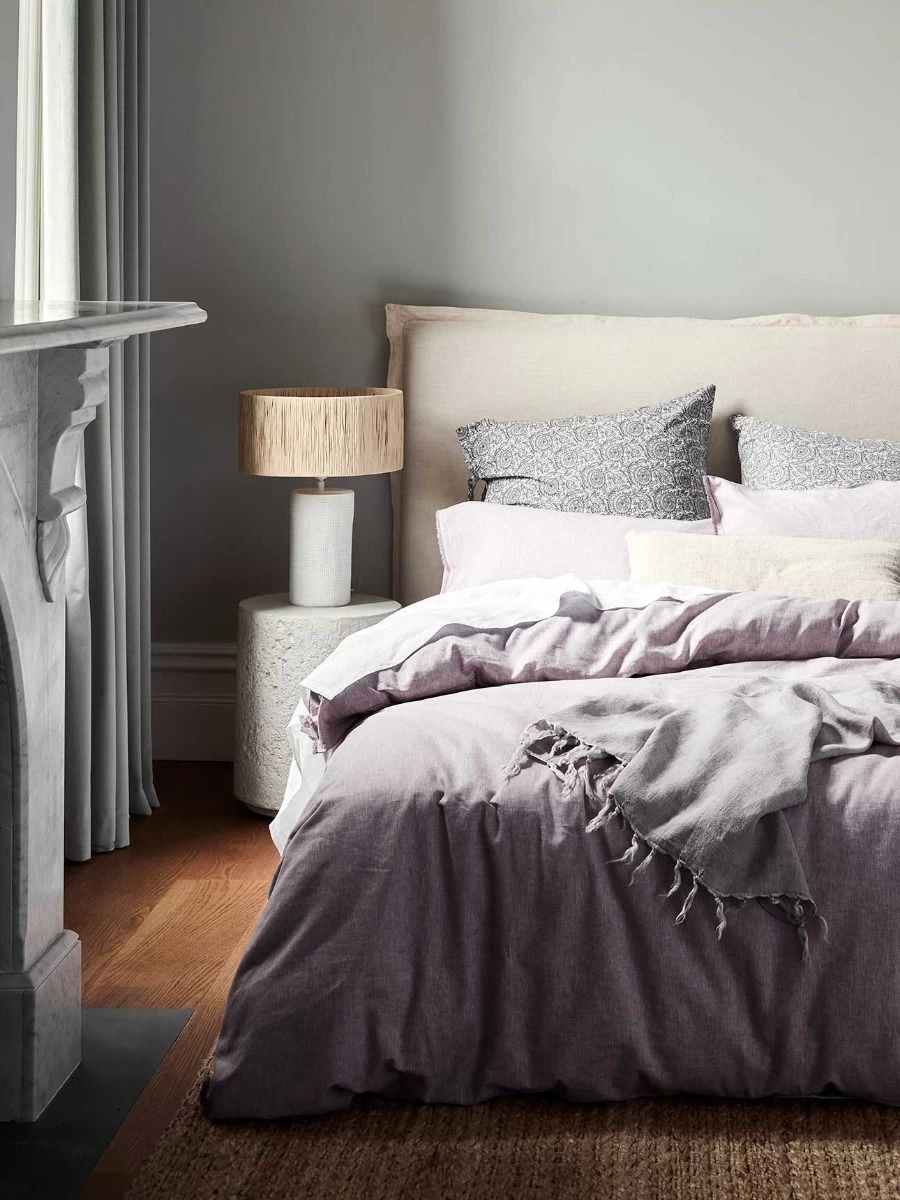 Chambray Fringe European Pillowcase - Lilac 5 Chambray Fringe European Pillowcase - Lilac - Image 3