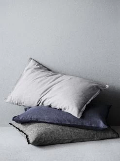 Chambray Fringe Standard Pillowcase - Dove -Homewares Shop chambray fringe pillowcases 2