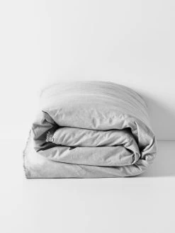 Chambray Fringe Quilt Cover - Dove -Homewares Shop chambray fringe quilt cover dove