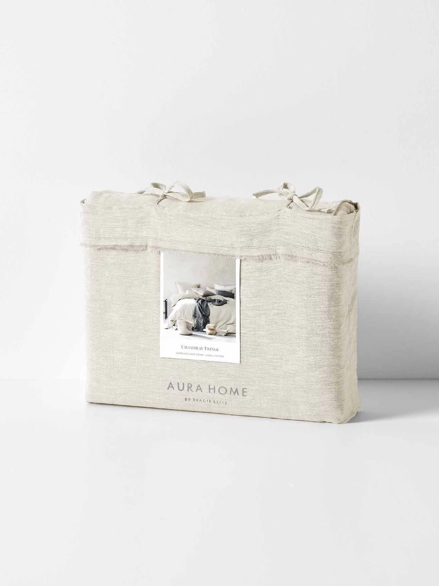 Chambray Fringe Quilt Cover - Natural 6 Chambray Fringe Quilt Cover - Natural - Image 4