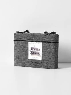 Chambray Fringe Quilt Cover - Smoke -Homewares Shop chambray fringe quilt cover packaging smoke