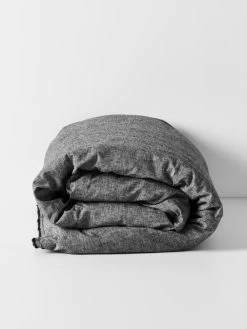 Chambray Fringe Quilt Cover - Smoke -Homewares Shop chambray fringe quilt cover smoke