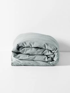 Chambray Fringe Quilt Cover - Mineral -Homewares Shop chambray fringe quiltcover mineral