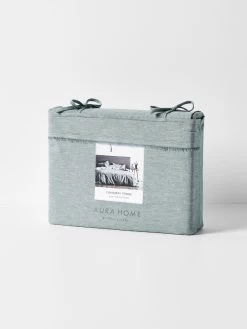 Chambray Fringe Quilt Cover - Mineral -Homewares Shop chambray fringe quiltcover packaging mineral 1