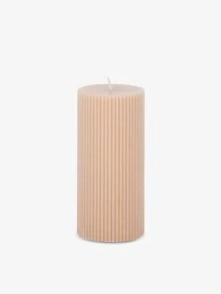 Fluted Medium Pillar Candle - Nude