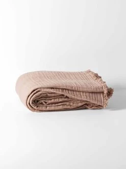 Crinkle Bed Cover - Pink Clay -Homewares Shop crinkle throw pink clay