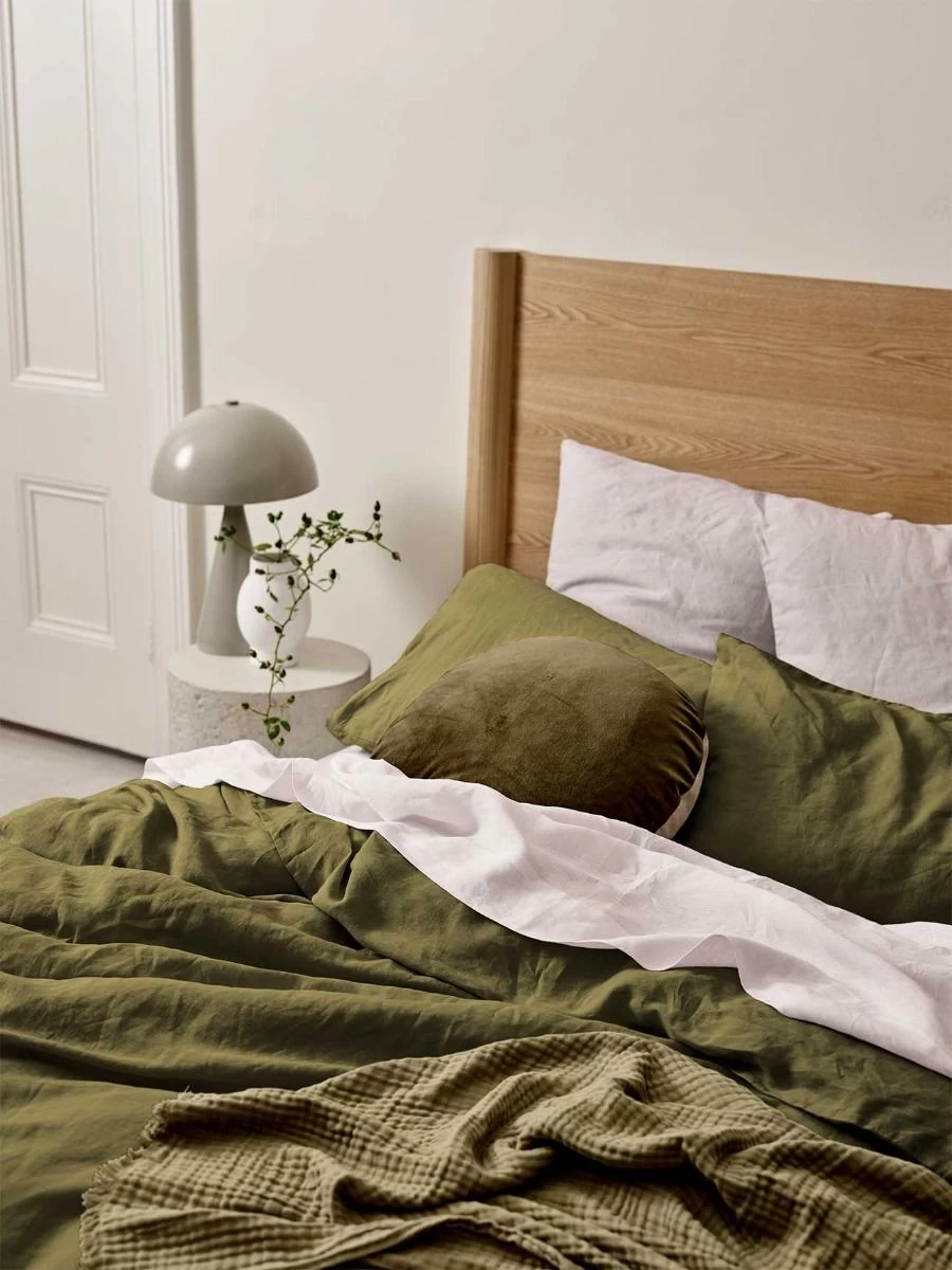 Emile Pure Linen Quilt Cover - Bronzed Olive 4 Emile Pure Linen Quilt Cover - Bronzed Olive - Image 2