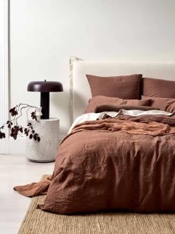Emile Pure Linen European Pillowcase - Clove -Homewares Shop emile bed linen clove 9