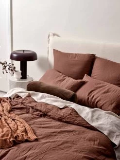 Emile Pure Linen Quilt Cover - Clove -Homewares Shop emile bed linen clove detail 3