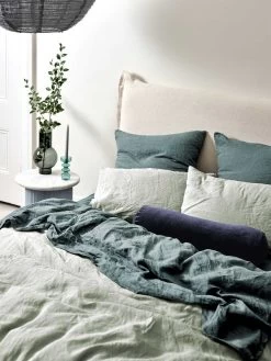 Emile Linen Standard Pillowcase - Mineral -Homewares Shop emile bed linen mineral detail