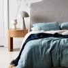Emile Pure Linen Quilt Cover - Aegean Blue -Homewares Shop emile bedlinen aegean 1 3 3