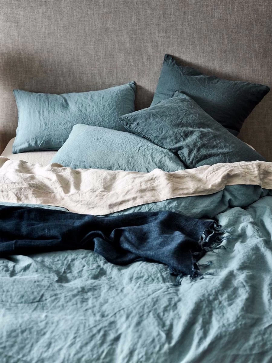 Emile Pure Linen Quilt Cover - Aegean Blue 5 Emile Pure Linen Quilt Cover - Aegean Blue - Image 3