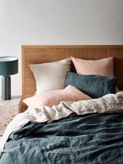 Emile Pure Linen European Pillowcase - Greystone -Homewares Shop emile bedlinen greystone 3 4