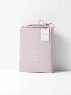 Emile Linen Fitted Sheet - Burnished Lilac -Homewares Shop emile packaging quilt cover burnished lilac 1 4