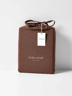 Emile Pure Linen Quilt Cover - Clove -Homewares Shop emile pure linen flat sheet clove packaging 1