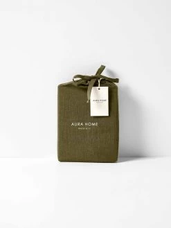 Emile Pure Linen European Pillowcase - Bronzed Olive -Homewares Shop emile pure linen pillowcase bronzed olive packaging 1