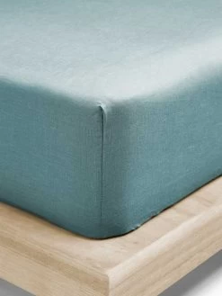 Emile Linen Fitted Sheet - Aegean Blue