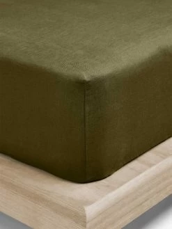 Emile Linen Fitted Sheet - Bronzed Olive