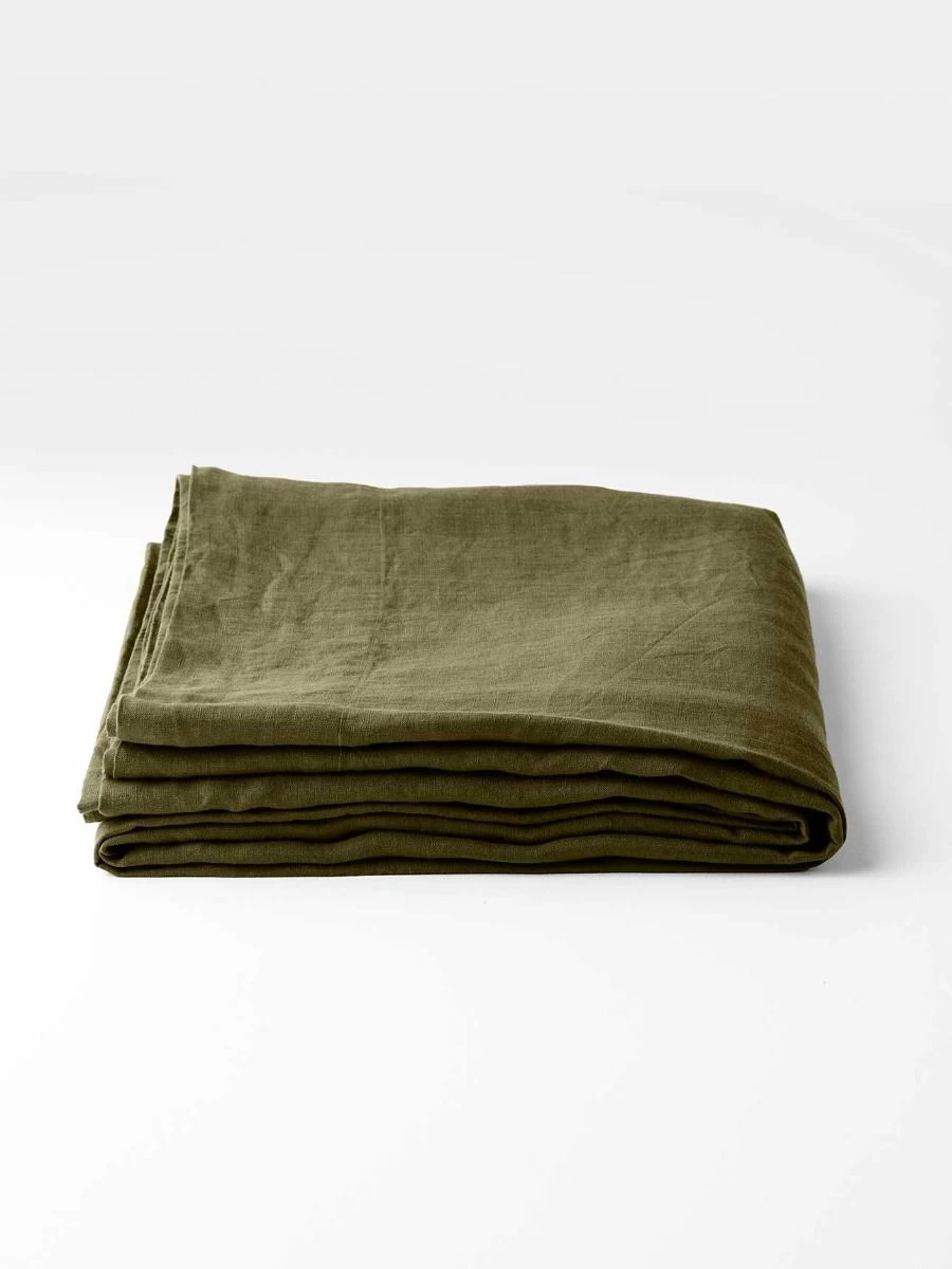 Emile Linen Flat Sheet - Bronzed Olive 5 Emile Linen Flat Sheet - Bronzed Olive - Image 3