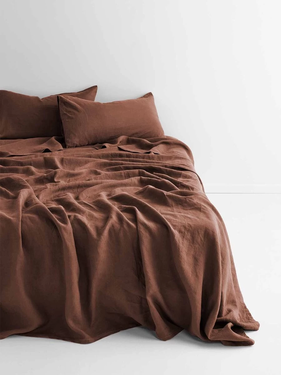 Emile Linen Flat Sheet - Clove 3 Emile Linen Flat Sheet - Clove