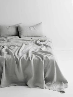 Emile Linen Flat Sheet - Glacier