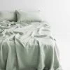 Emile Linen Flat Sheet - Mineral -Homewares Shop emile sheets mineral 1