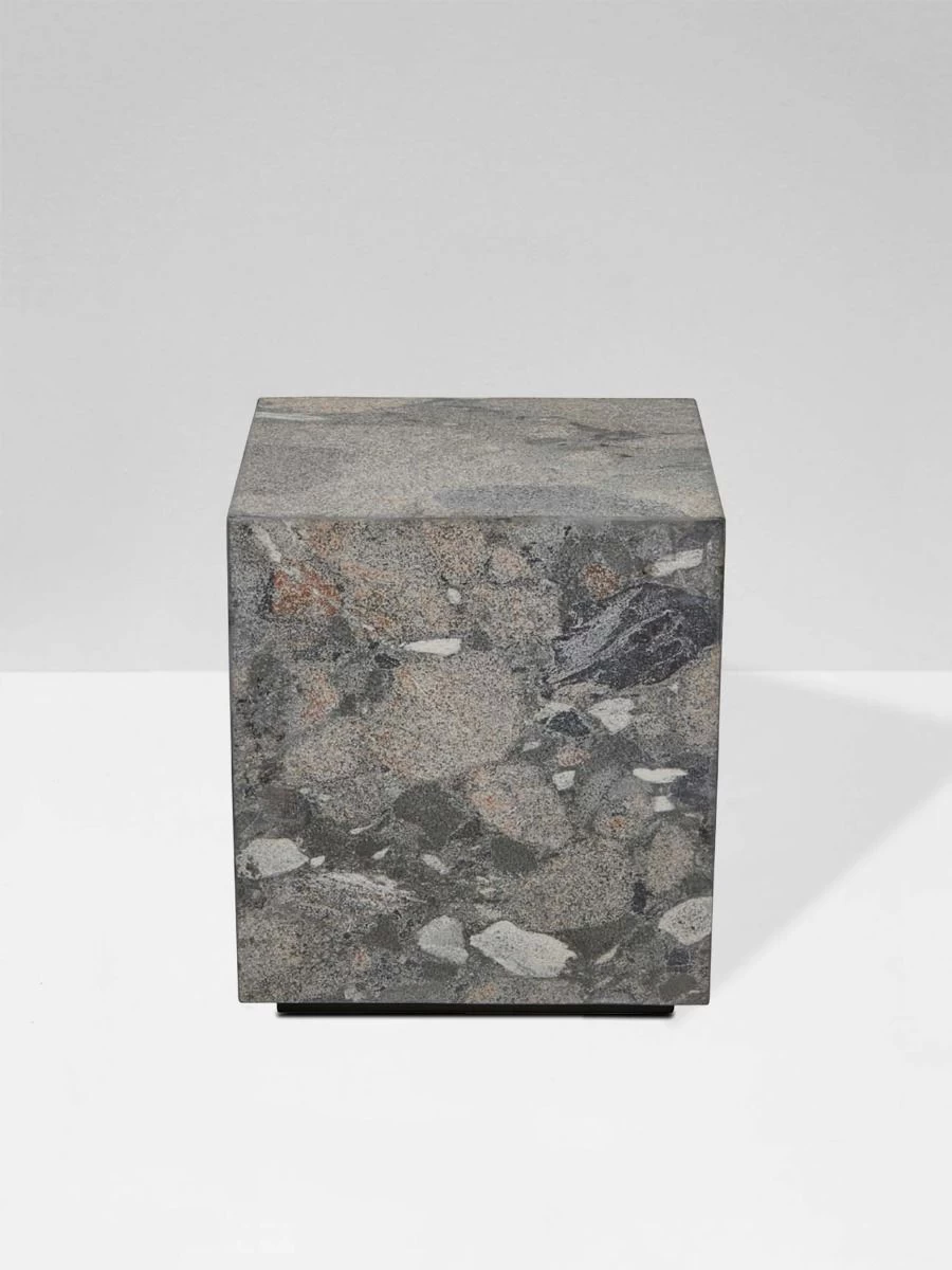 Rufus Block Square Marble Side Table - Grey Fleck Marble 3 Rufus Block Square Marble Side Table - Grey Fleck Marble