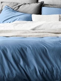 Halo Organic Cotton Quilt Cover - Bijou Blue -Homewares Shop halo organic bedlinen bijou blue detail