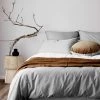 Halo Organic Cotton Quilt Cover - Pebble 1 Halo Organic Cotton Quilt Cover - Pebble -Homewares Shop halo organic cotton bedlinen pebble close 1