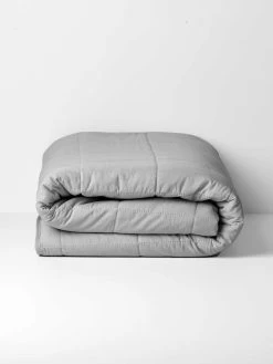 Halo Organic Coverlet - Pebble -Homewares Shop halo organic coverlet pebble 2