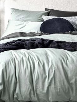 Halo Organic Sateen Quilt Cover - Mist -Homewares Shop halo organic sateen bedlinen mist detail 3