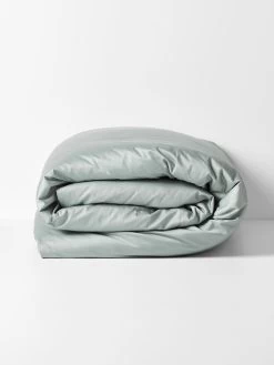 Halo Organic Sateen Quilt Cover - Mist -Homewares Shop halo organic sateen quilt cover mist rolled 1