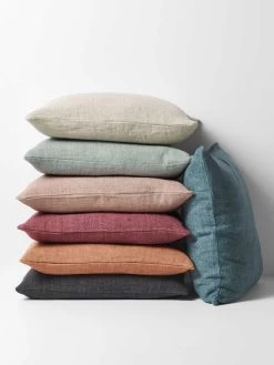 Heavy Linen Cushion - Mist -Homewares Shop heavy linen cushion 55cm stack1