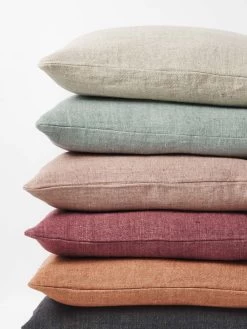 Heavy Linen Cushion - Lotus -Homewares Shop heavy linen cushion 55cm stack5