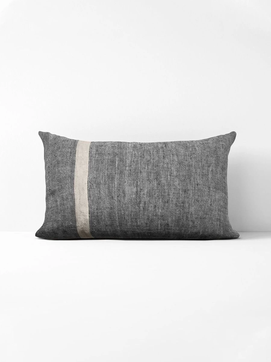 Herringbone Rectangle Cushion - Charcoal 3 Herringbone Rectangle Cushion - Charcoal