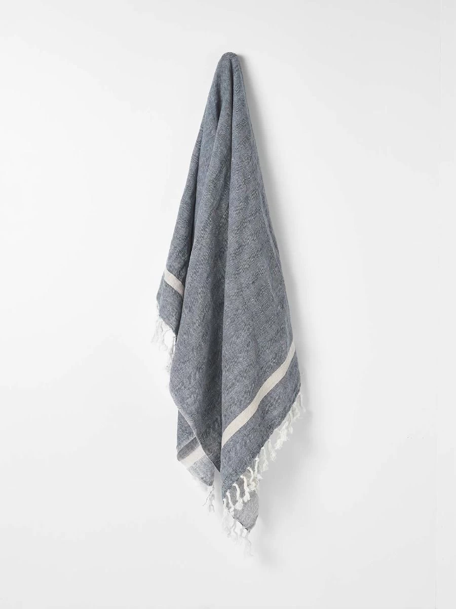 Herringbone Throw - Indigo 3 Herringbone Throw - Indigo
